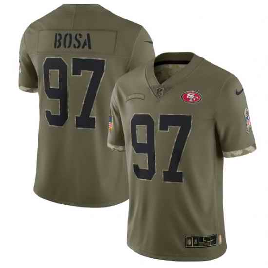 Men San Francisco 49ers 97 Nick Bosa Olive 2022 Salute To Service Limited Stitched Jersey